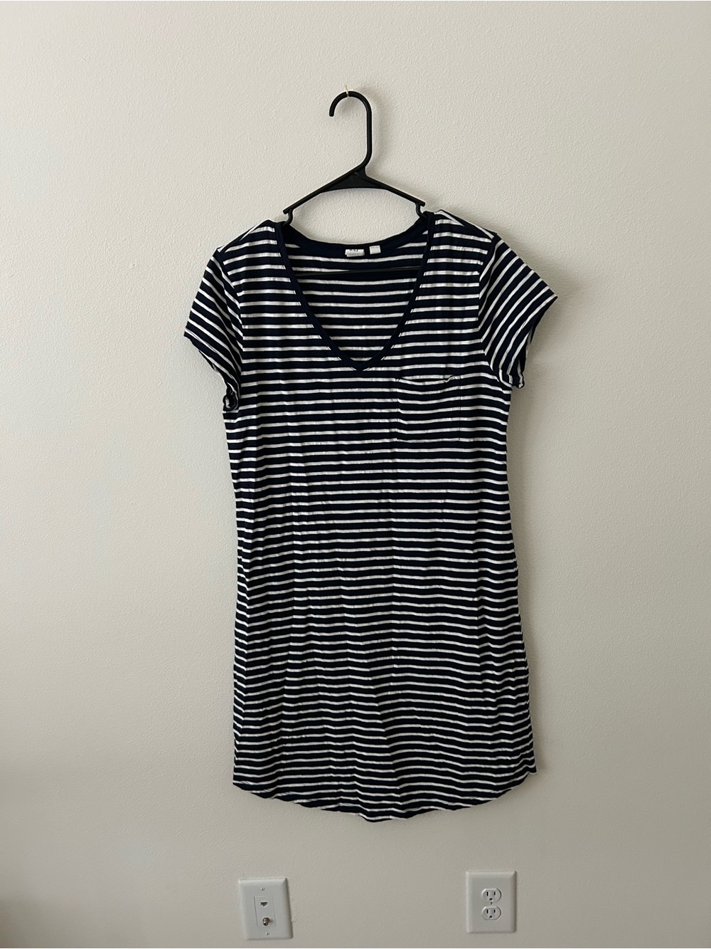 GAP Navy and White Striped Midi Dress